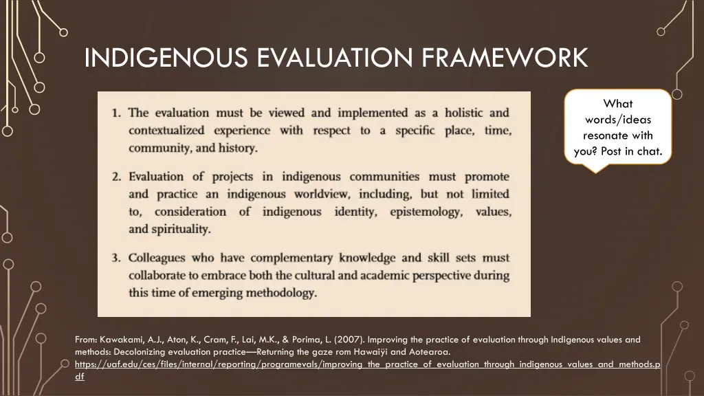 indigenous evaluation framework