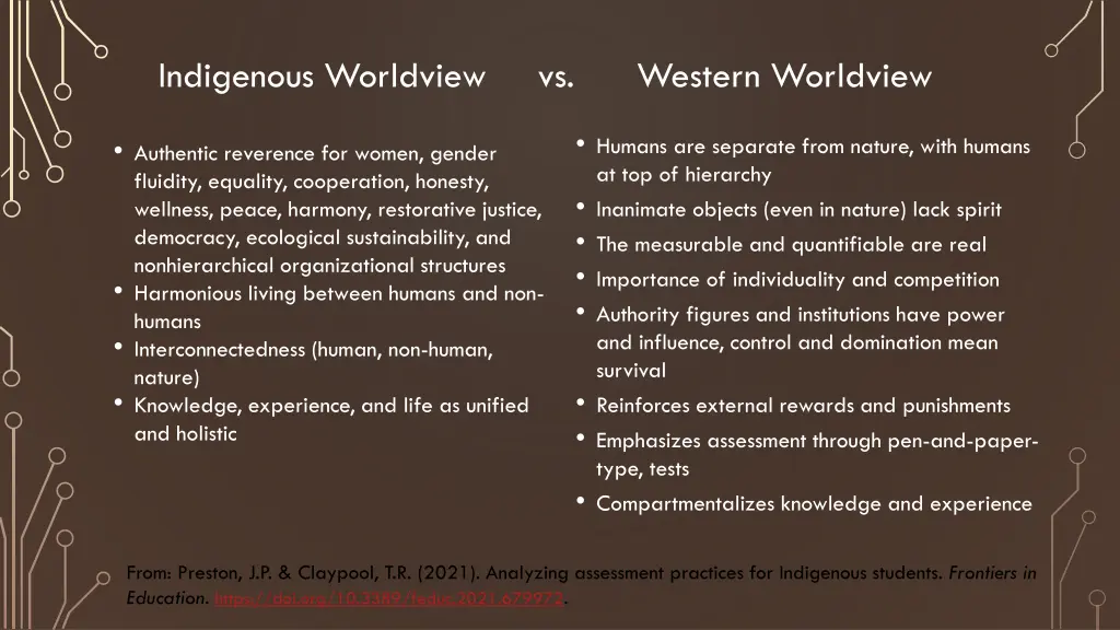 indigenous worldview vs western worldview