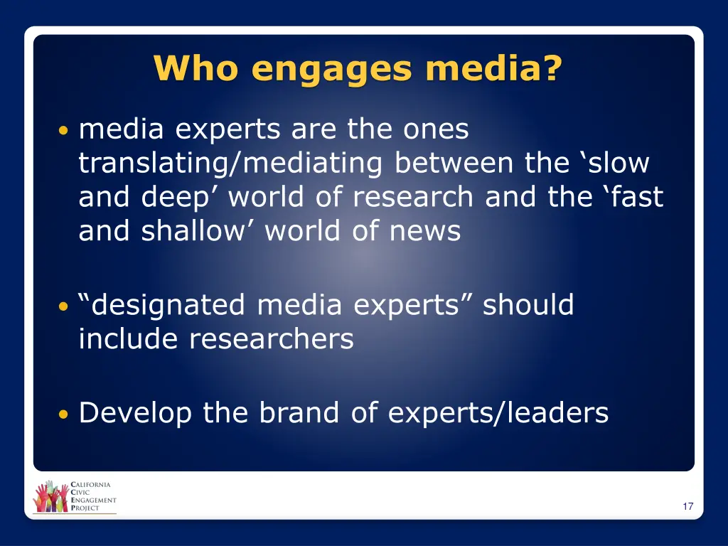 who engages media