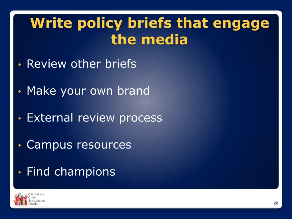 write policy briefs that engage the media
