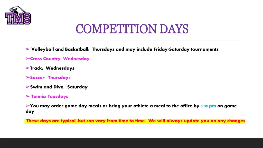 competition days competition days