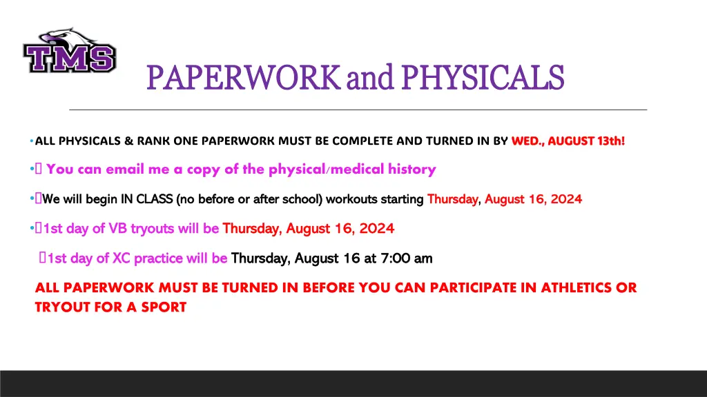 paperwork and physicals paperwork and physicals