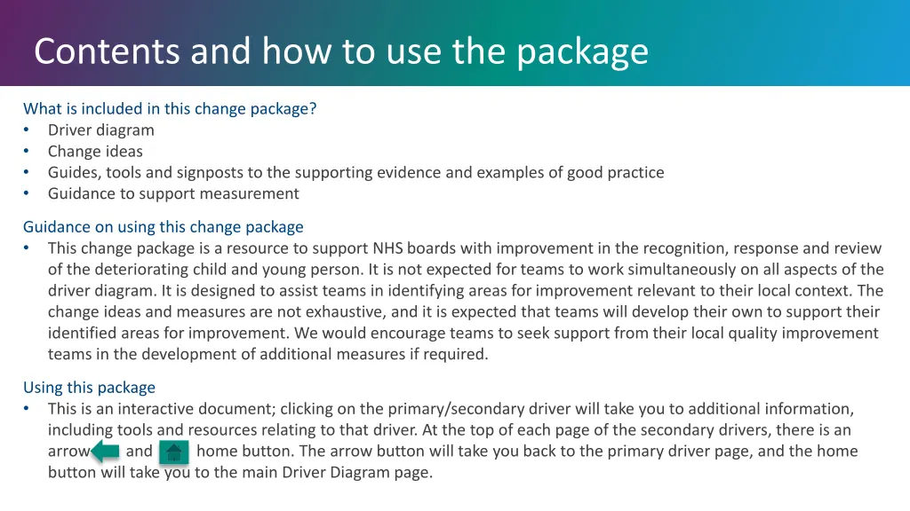contents and how to use the package