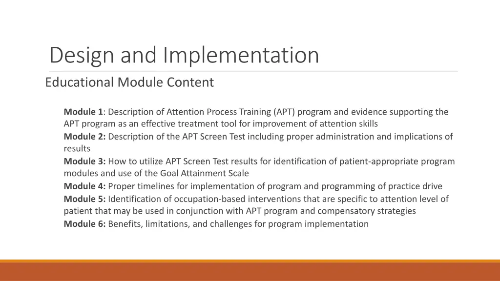 design and implementation educational module