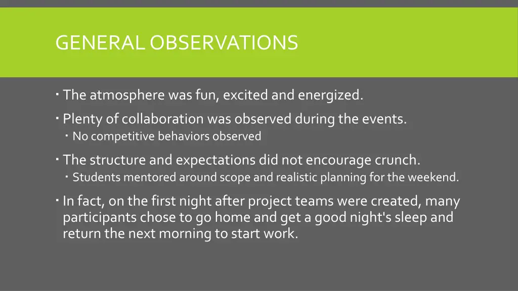 general observations