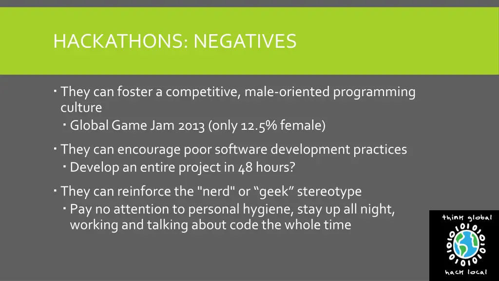 hackathons negatives