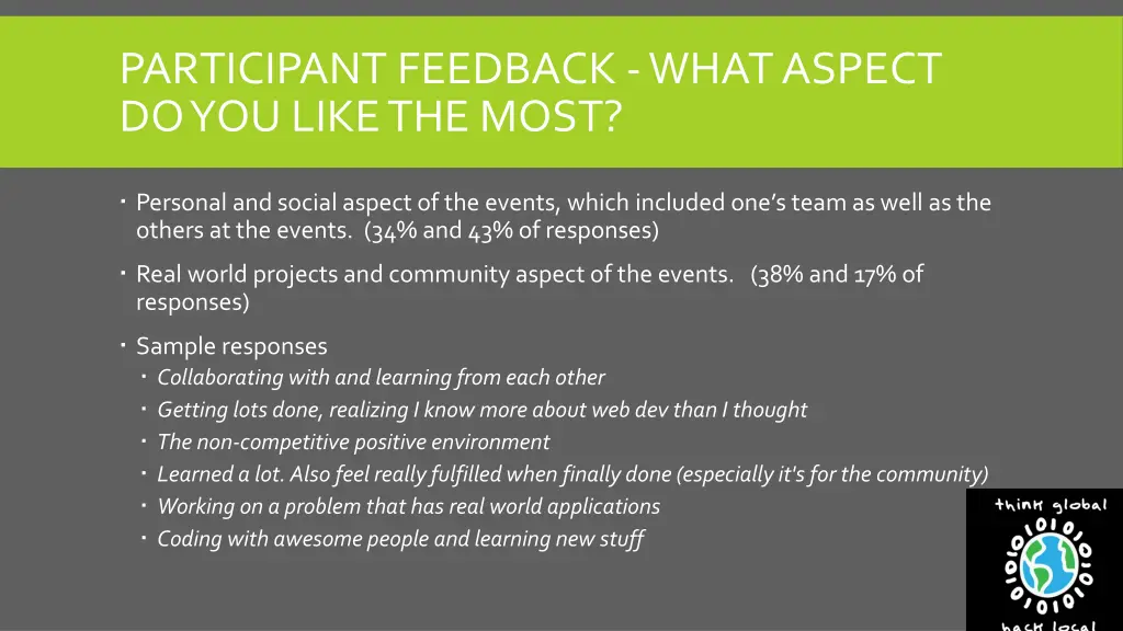 participant feedback what aspect do you like
