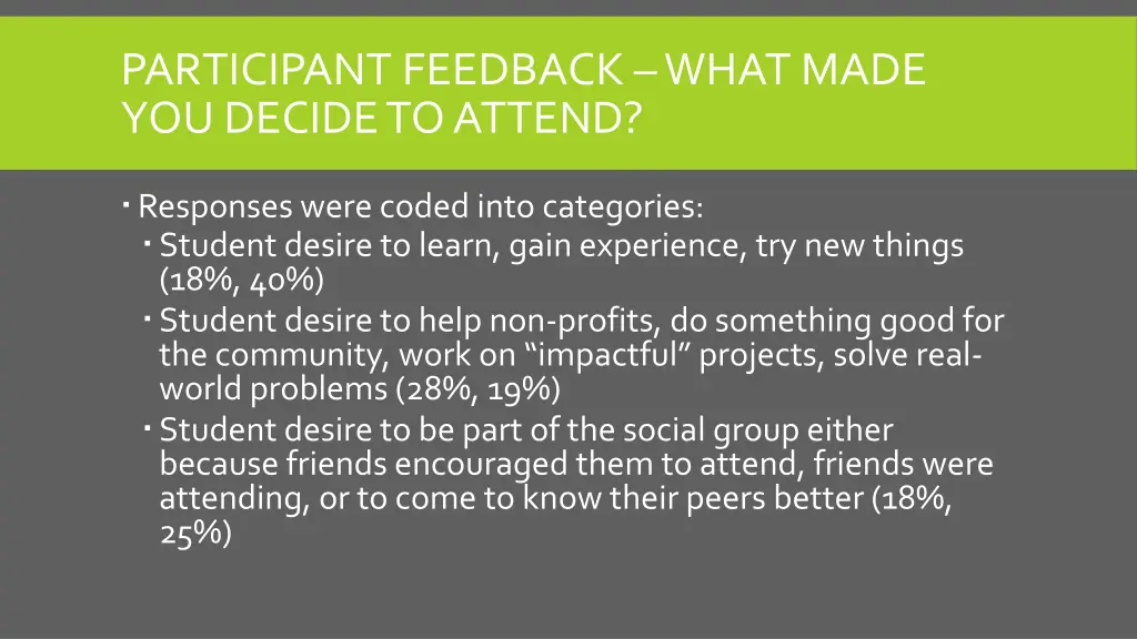 participant feedback what made you decide