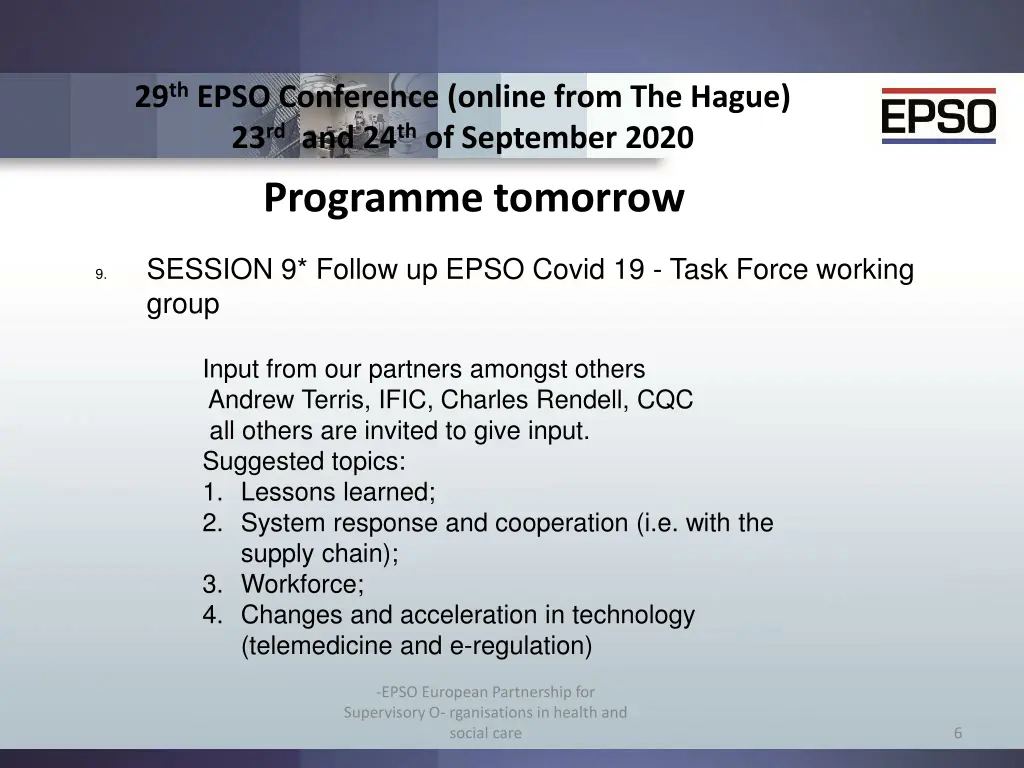 29 th epso conference online from the hague 1