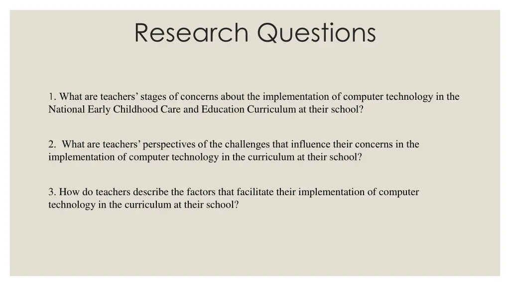 research questions