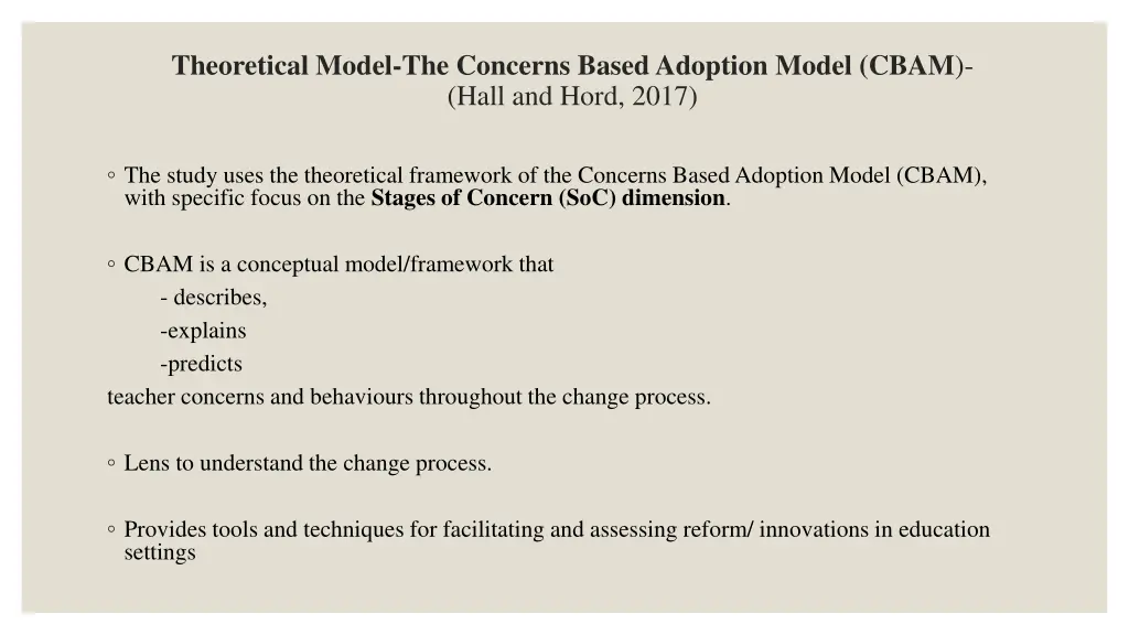 theoretical model the concerns based adoption
