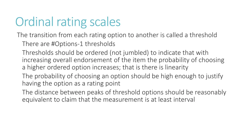ordinal rating scales the transition from each