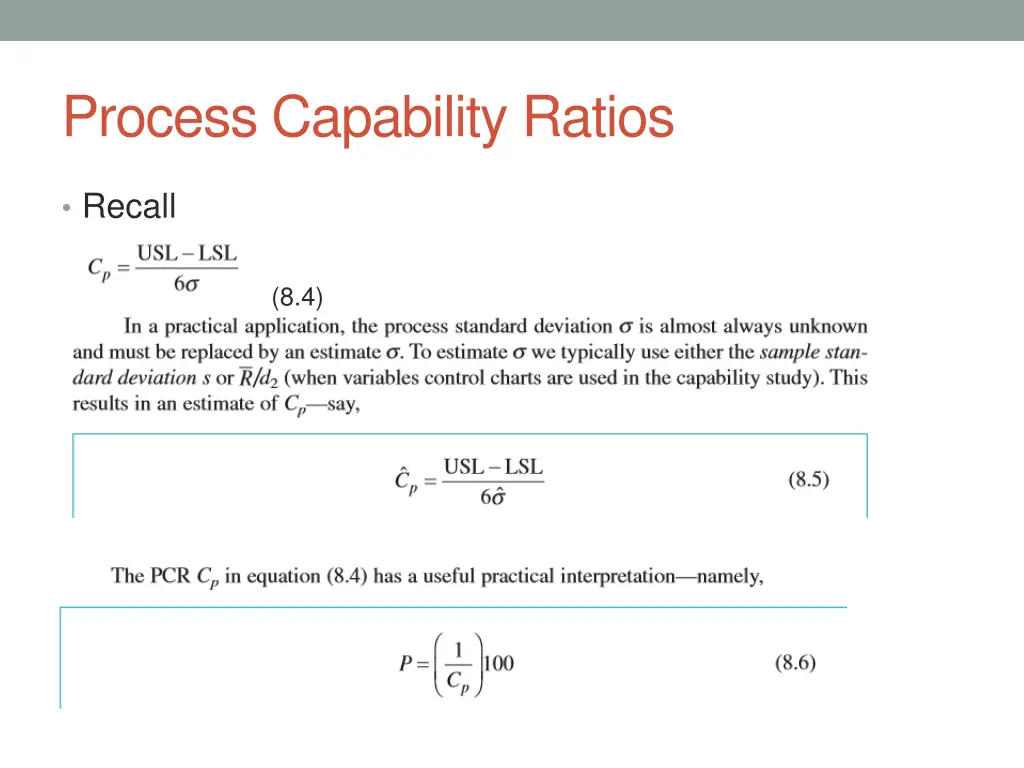 process capability ratios