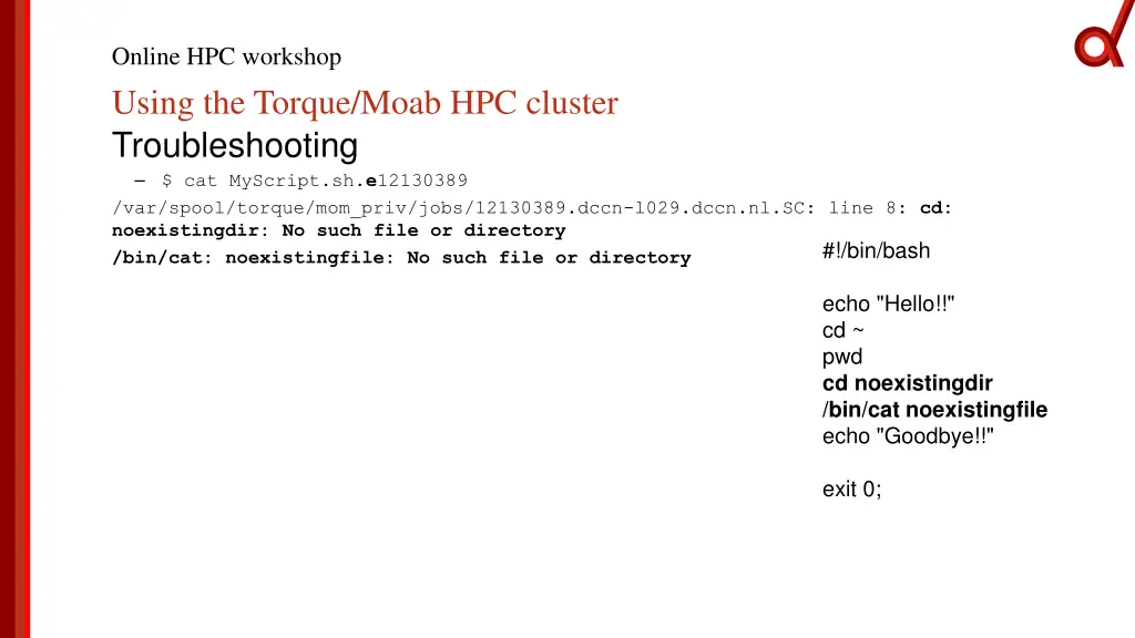 online hpc workshop using the torque moab 10
