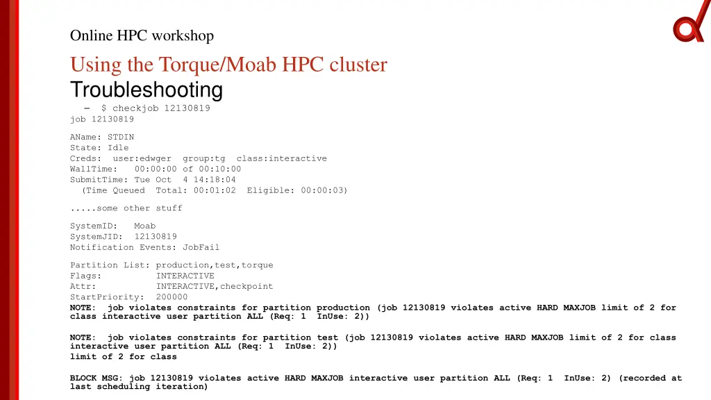 online hpc workshop using the torque moab 13