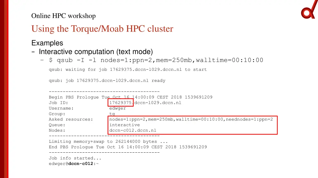 online hpc workshop using the torque moab 3