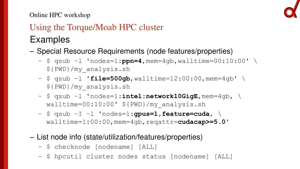 online hpc workshop using the torque moab 5