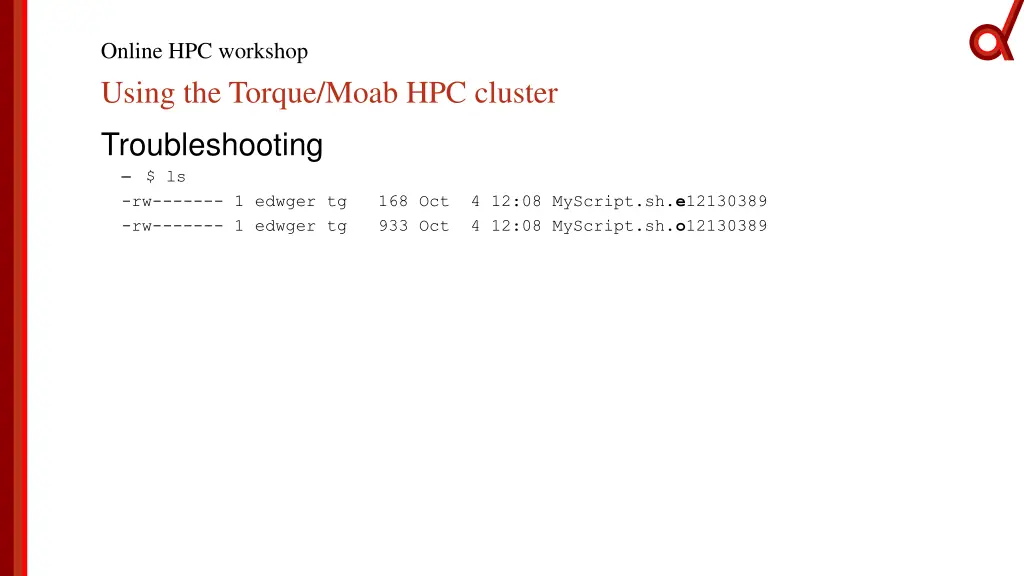 online hpc workshop using the torque moab 8