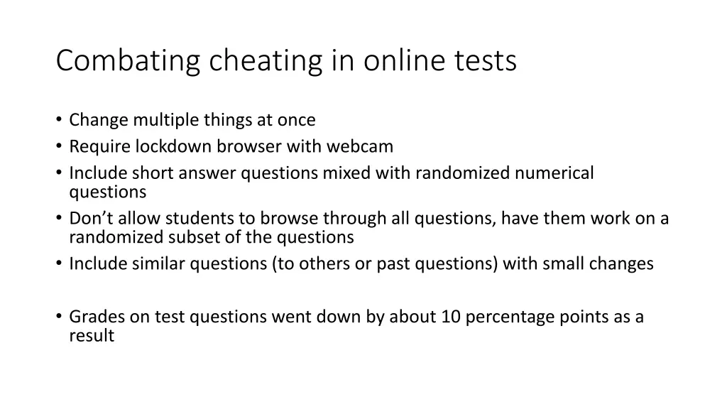 combating cheating in online tests