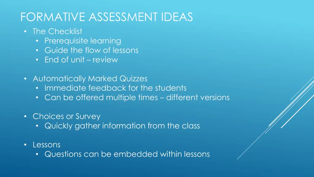 formative assessment ideas the checklist