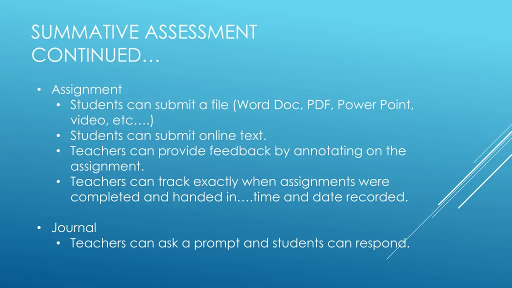 summative assessment continued