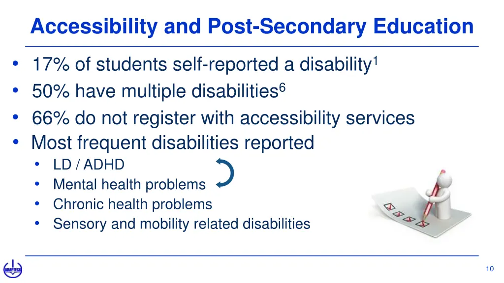 accessibility and post secondary education