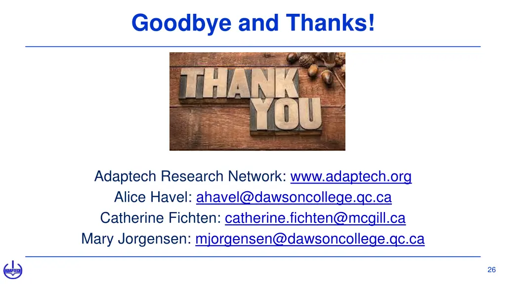 goodbye and thanks