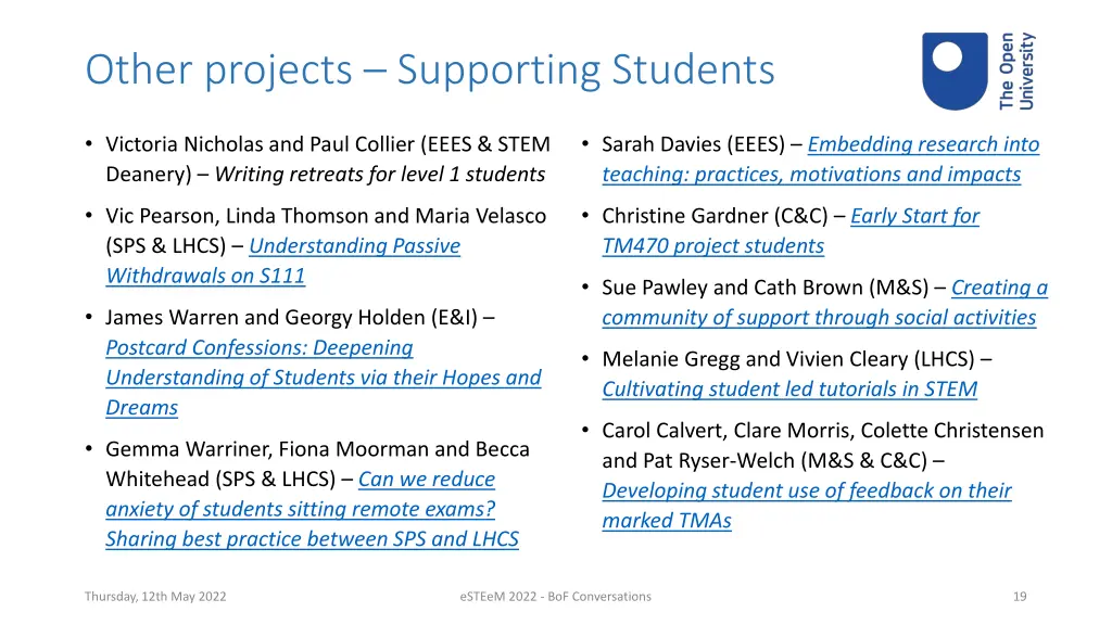 other projects supporting students