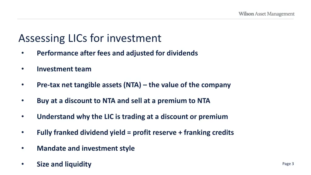 assessing lics for investment performance after