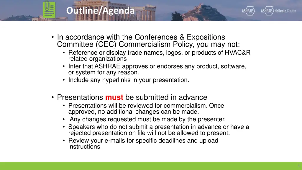 outline agenda