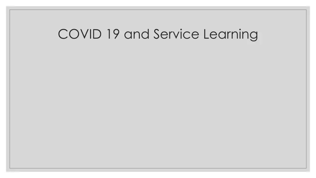 covid 19 and service learning