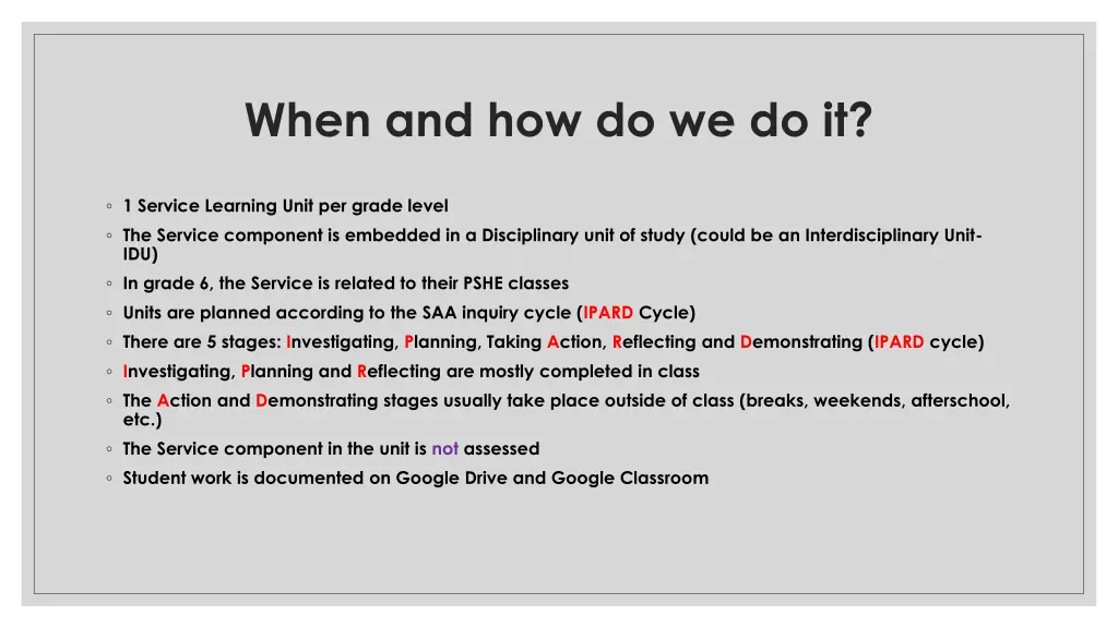 when and how do we do it