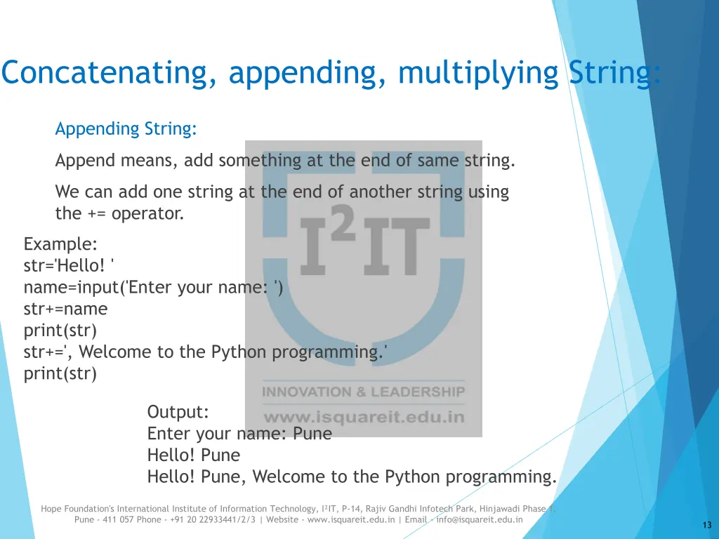 concatenating appending multiplying string 2