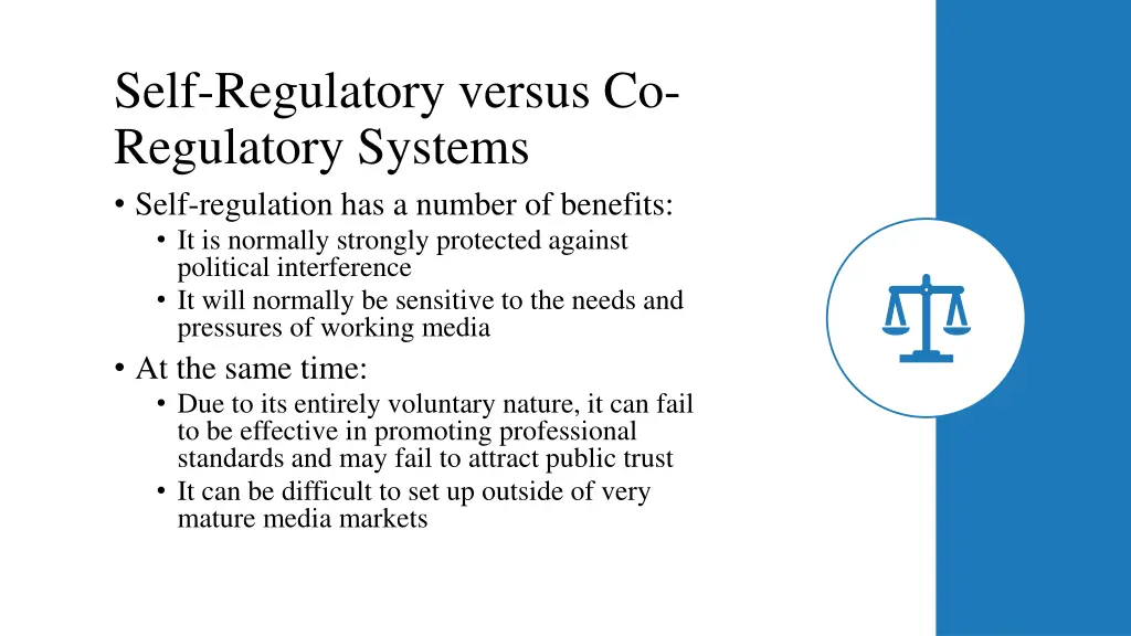 self regulatory versus co regulatory systems self