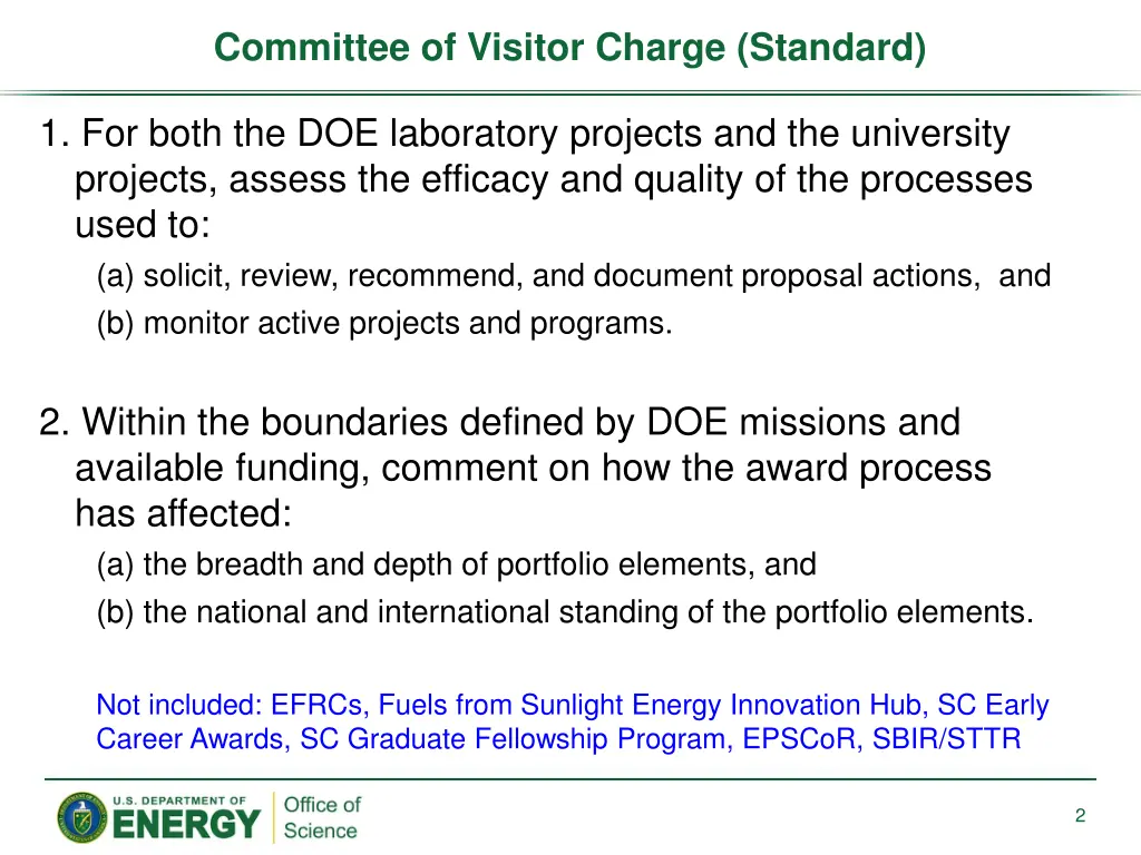 committee of visitor charge standard