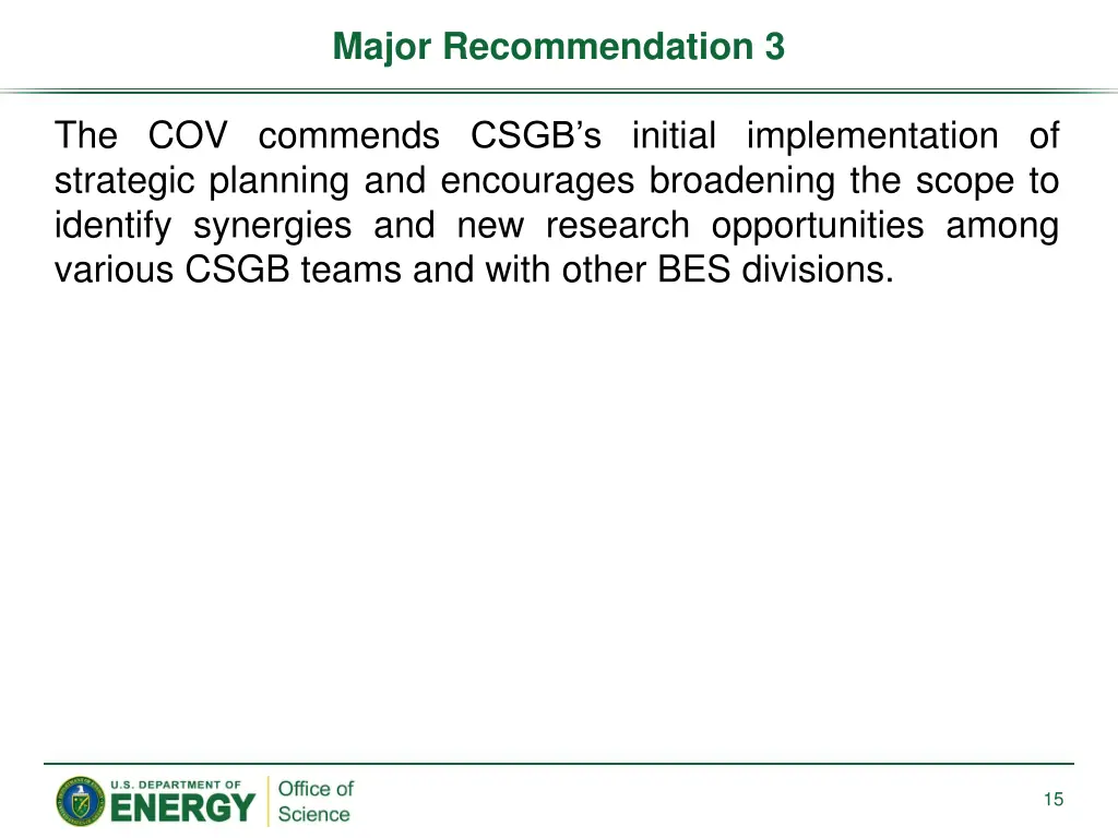 major recommendation 3