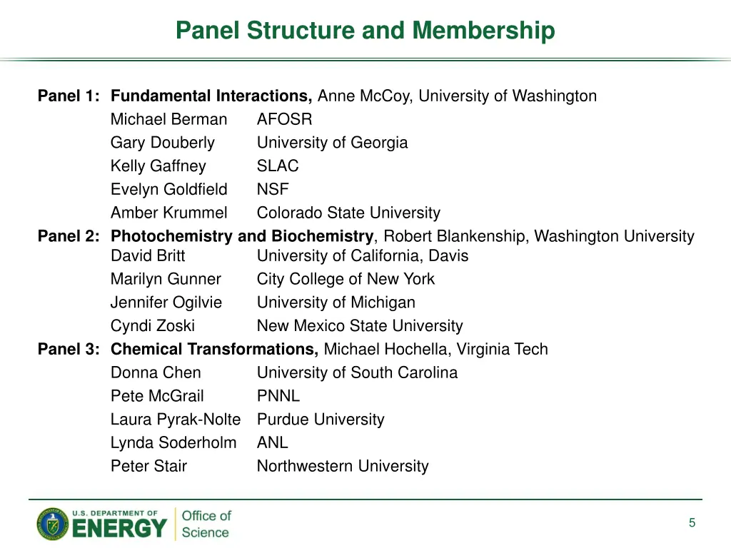 panel structure and membership
