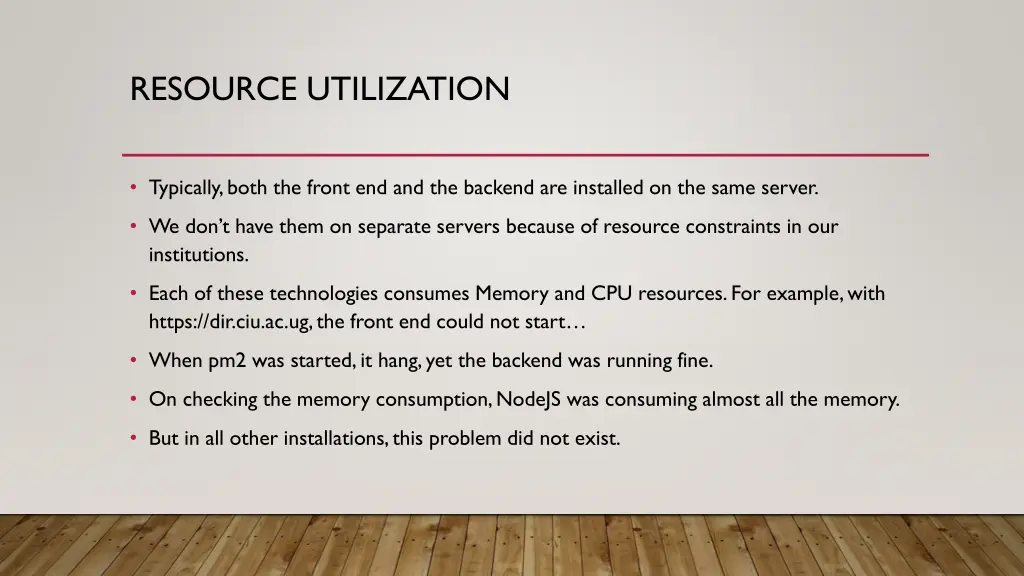 resource utilization