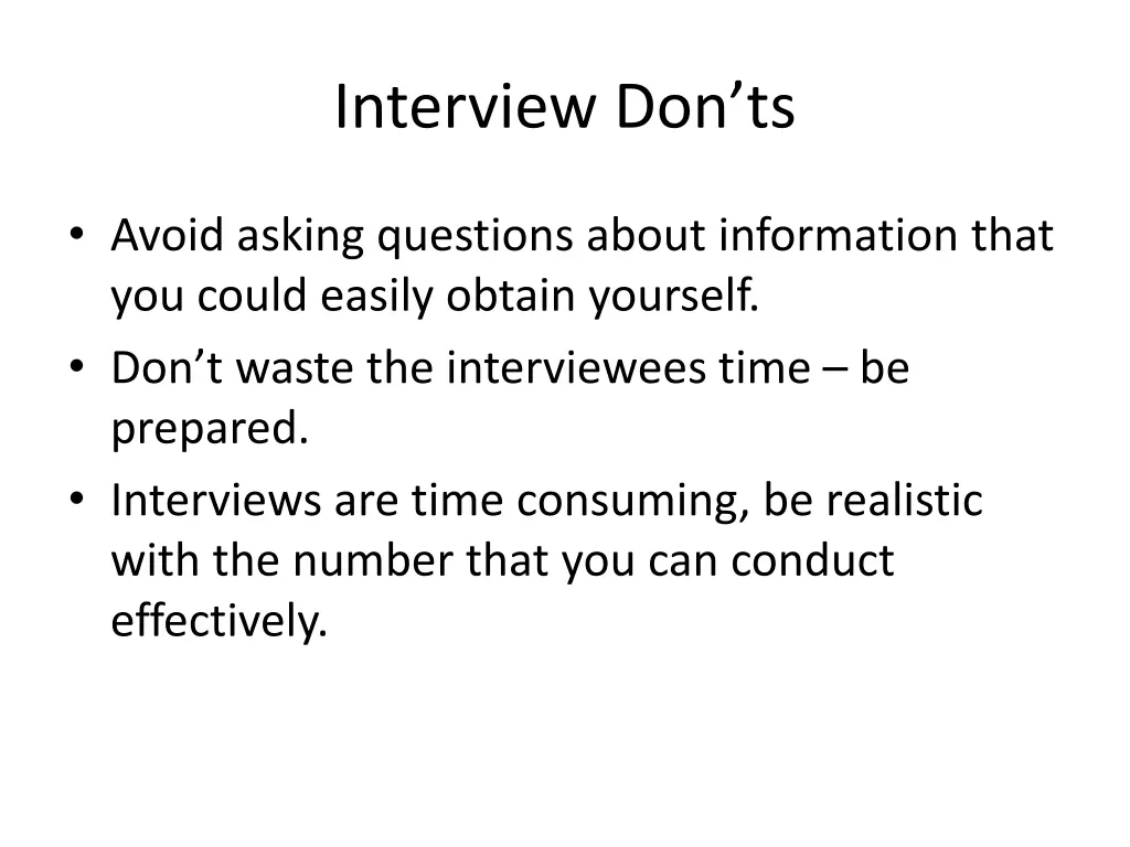 interview don ts