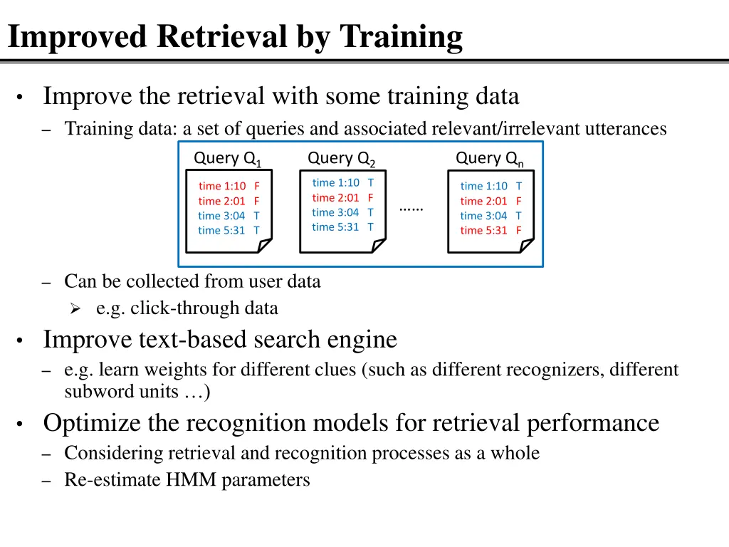 improved retrieval by training