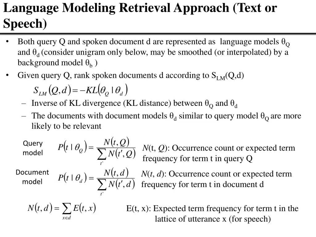 language modeling retrieval approach text