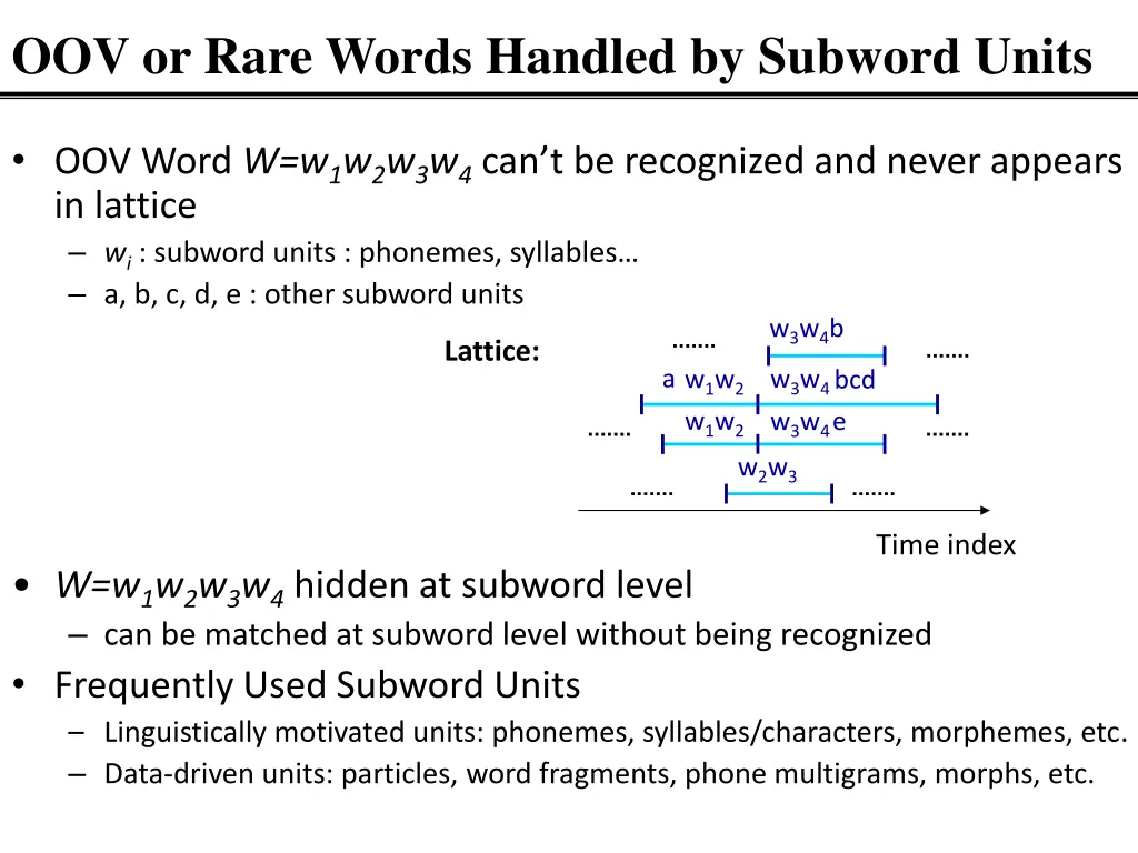 oov or rare words handled by subword units