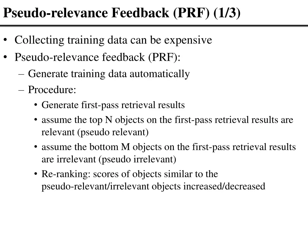 pseudo relevance feedback prf 1 3