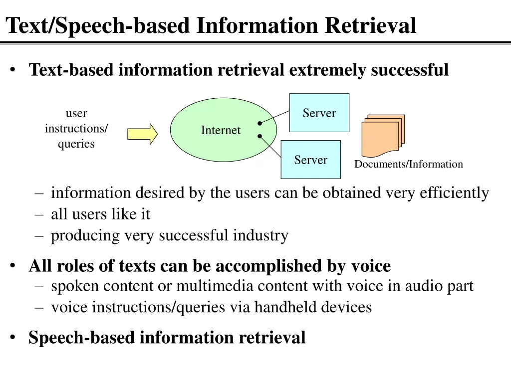 text speech based information retrieval