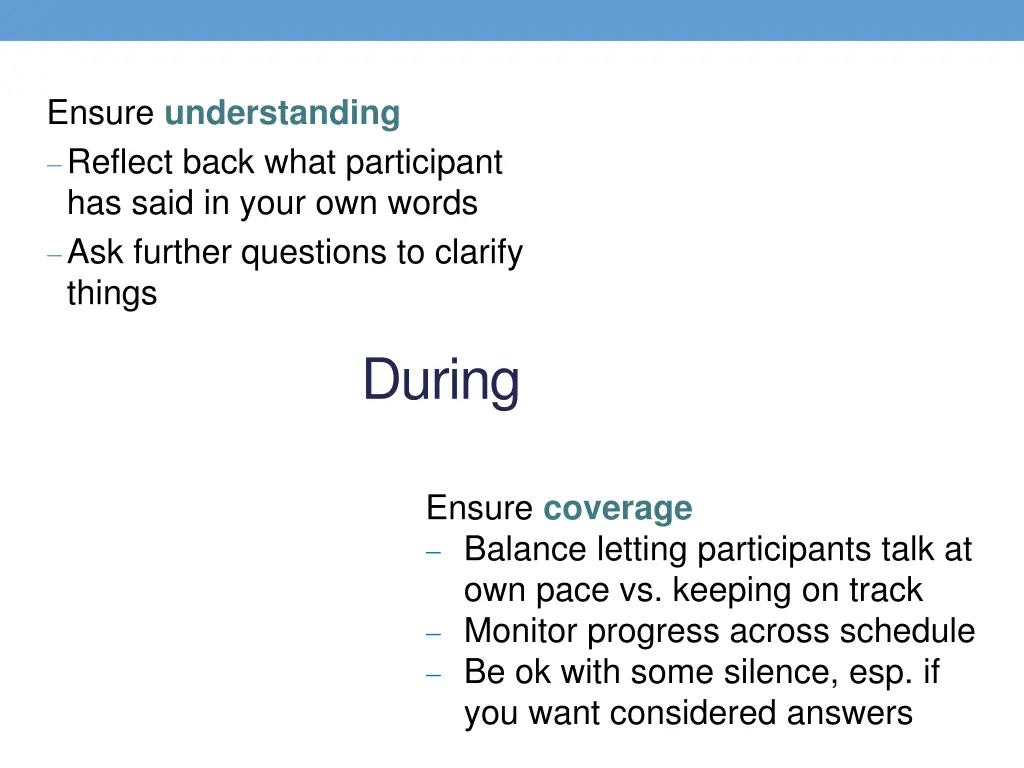 ensure understanding reflect back what