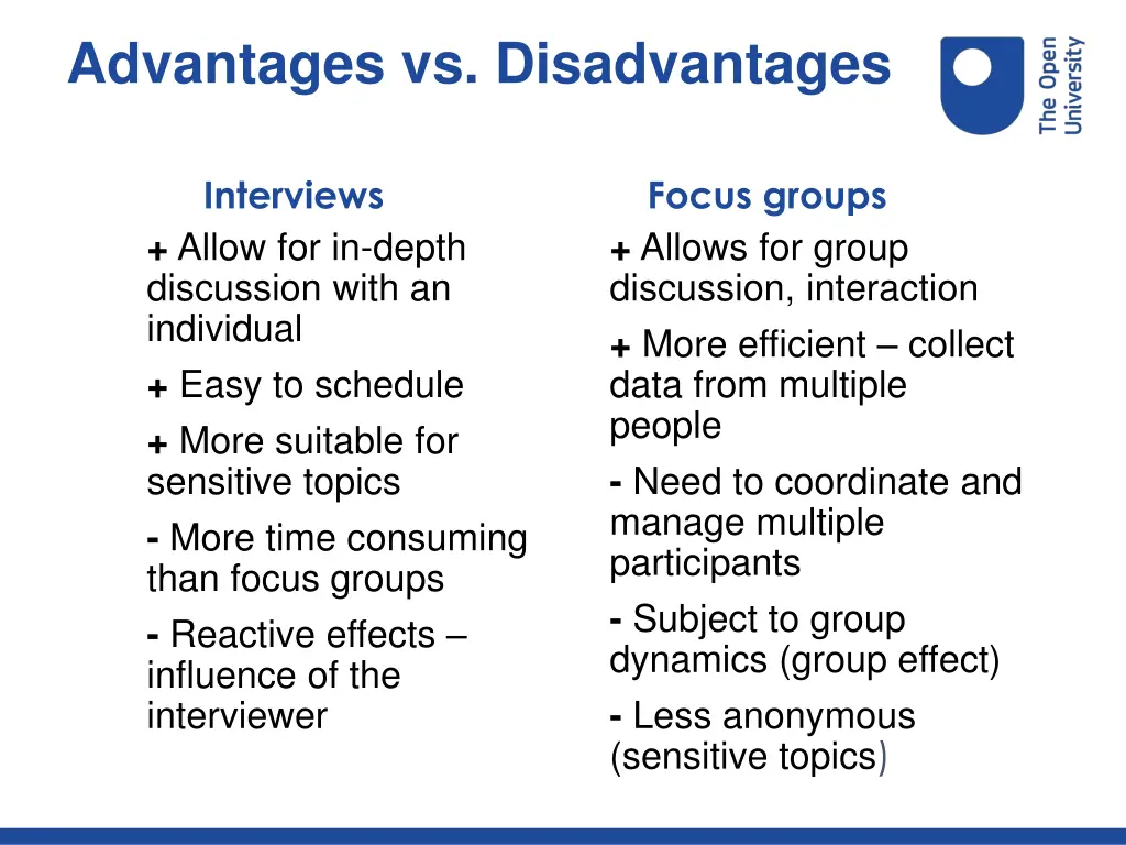 advantages vs disadvantages