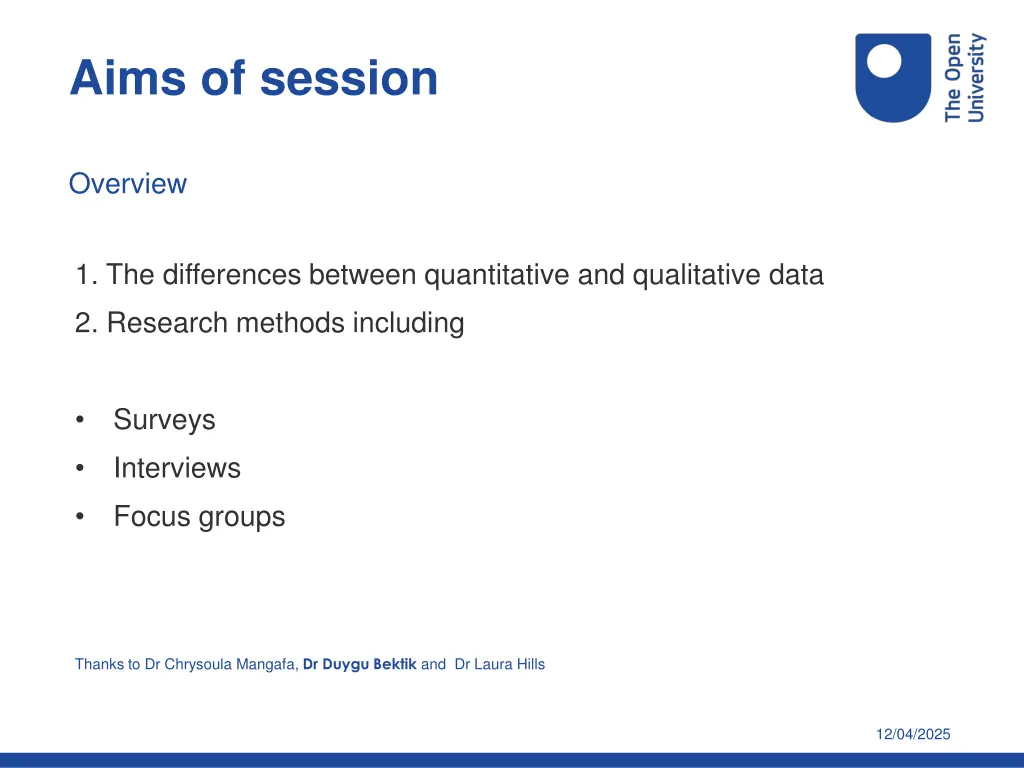 aims of session