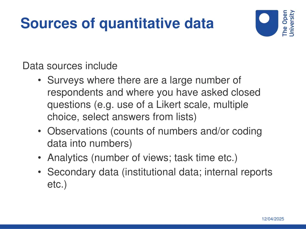sources of quantitative data