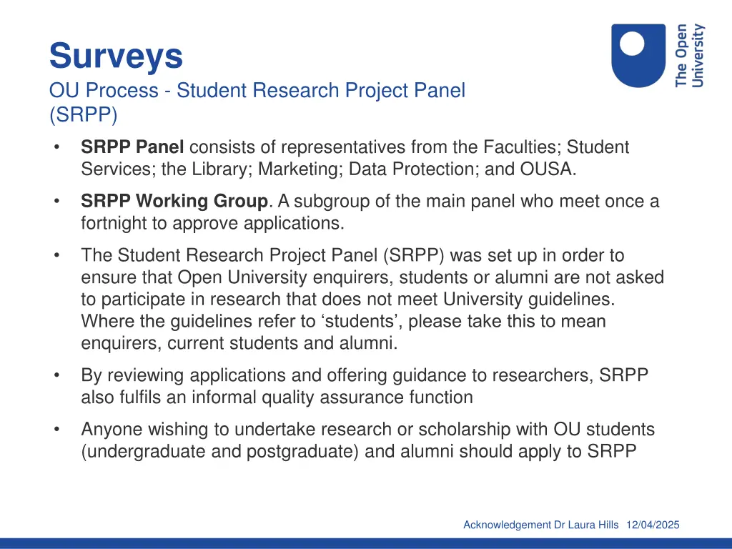 surveys ou process student research project panel