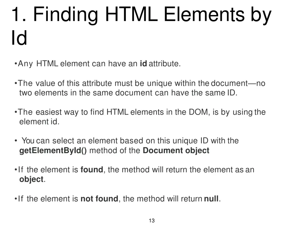 1 finding html elements by id